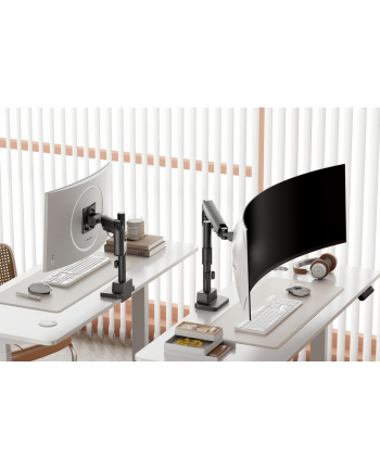 digitus Ramię biurkowe pojedyncze z zaciskiem i sprężyną gazową 1x LCD max. 57' 27kg, VESA: 75x75, 100x100, czarne
