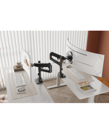 digitus Ramię biurkowe pojedyncze z zaciskiem i sprężyną gazową 1x LCD max. 57' 27kg, VESA: 75x75, 100x100, czarne