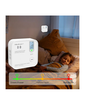 qoltec Czujnik tlenku węgla z baterią | alarm 85dB | LED nr 2