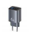 usams Ładowarka sieciowa T66 45W CC290 GaN Fast charge 1xUSB-A 1xUSB-C srebrny - nr 1