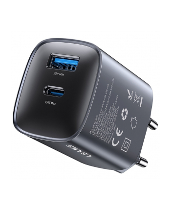 usams Ładowarka sieciowa T66 45W CC290 GaN Fast charge 1xUSB-A 1xUSB-C srebrny nr 2