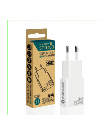 everactive Ładowarka sieciowa SUPER SLIM QC 3.0 20W 1XUSB 1XUSB-C biała SC-340Q