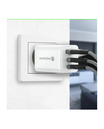 everactive Ładowarka sieciowa GAN QC 4+ 65W 1XUSB 2XUSB-C biała SC-655Q
