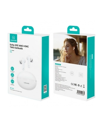 usams Słuchawki bluetooth TWS E02 ANC+ENC BIAŁY