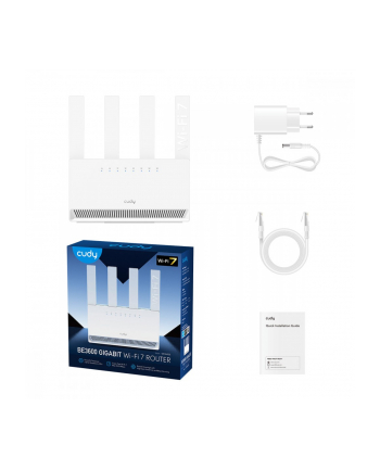 cudy Router WR3600 BE3600 Gigabit Dual Band Wi-Fi 7 Router             4 x 10/100/1000Mbps Ports, 4 x 5dBi fixed antennas, WiFi router/AP/ Repeater/ WISP