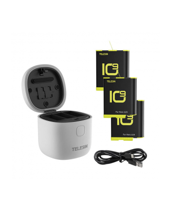 Wodoodporna ładowarka trójkanałowa Allin Box Telesin dla GoPro Hero 9 / Hero 10 + 3 akumulatory (GP-BTR-906-GY-B) nr 1