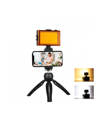 Puluz Zestaw do nagrywania live statyw + lampa LED + klamra na telefon PKT3131B