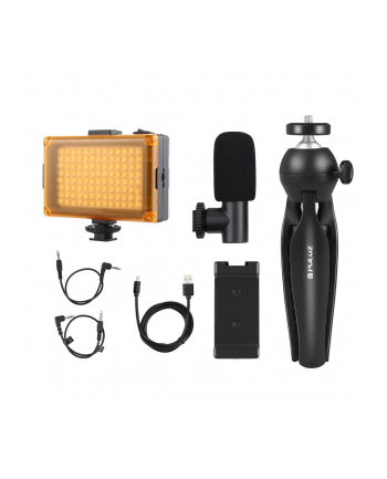 Puluz Zestaw do nagrywania live statyw + lampa LED + mikrofon + klamra na telefon PKT3132B