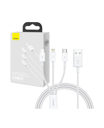 Baseus Szybkiego Ładowania Superior Data Usb Do M+L+C 3.5A 1Mwhite nr 2