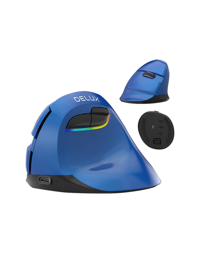 Delux M618 Mini Blue Pionowa Ergonomiczna Myszka Bezprzewodowa Rgb (RTDM618MINIBLUE) główny