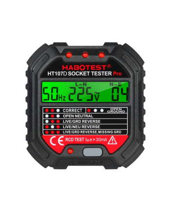 Habotest Tester Gniazd Z Wyświetlaczem Cyfrowym  Ht107D