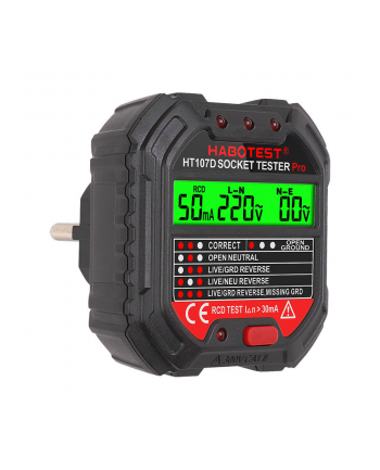 Habotest Tester Gniazd Z Wyświetlaczem Cyfrowym  Ht107D
