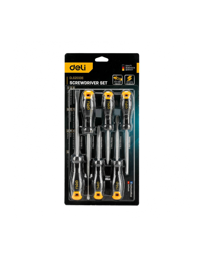 Deli Tools Zestaw Wkrętaków Z Magnesem Edl620006 główny