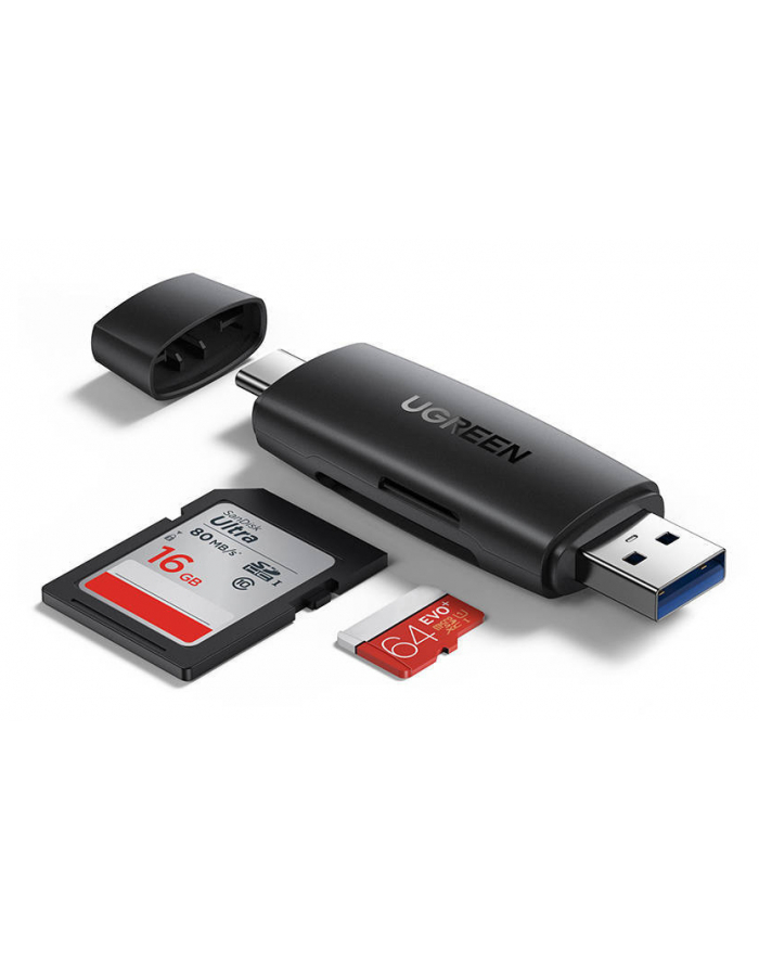 Ugreen Adapter USB + USB-C CM304 czytnik kart SD + microSD (czarny) (50541) główny
