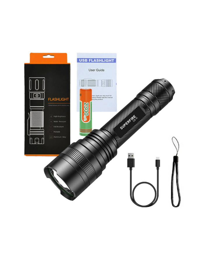 Supfire Latarka C8-H, Usb, 950Lm, 500M główny