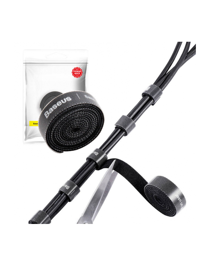 Baseus Colourful Circle Velcro Straps 1m (czarny) główny