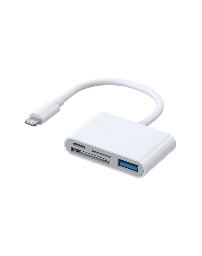 Joyroom HUB wielofunkcyjny adapter OTG Lightning - USB 3.2 Gen 1 (3.0, 3.1 Gen 1) / czytnik kart SD, TF / Lightning biały (S-H142 white) (1668196) główny