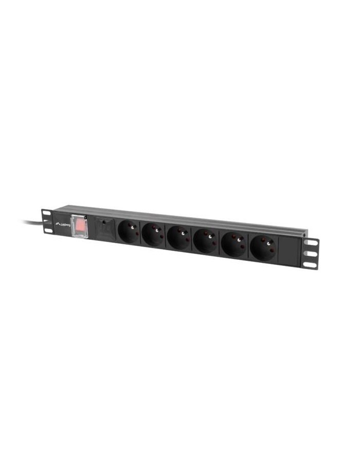 LANBERG listwa zasilajaca rack PDU 19inch 1U 16A 6x 230V PL 2m czarna główny