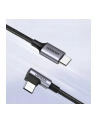 Ugreen kabel USB-C (prosty) / USB-C (kątowy) PD QC 60W 3A 05m US255 (szary) - nr 2
