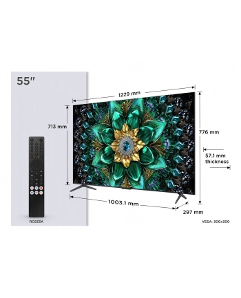 Telewizor TCL 55Q6C QD-Mini LED 55'' 4K Ultra HD Google TV Dolby Atmos DVB-T2 Metaliczny