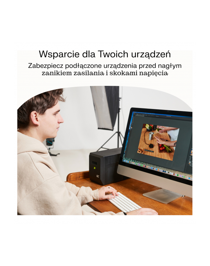 GREEN CELL UPS POWERPROOF 700W/1000VA CZYSTA SINUSOIDA główny