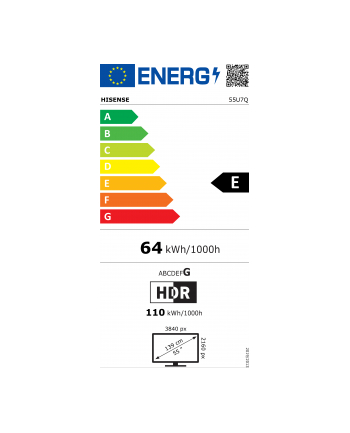 Telewizor Hisense 55U7Q ULED 55' 4K Ultra HD 144Hz VIDAA Dolby Vision Czarny