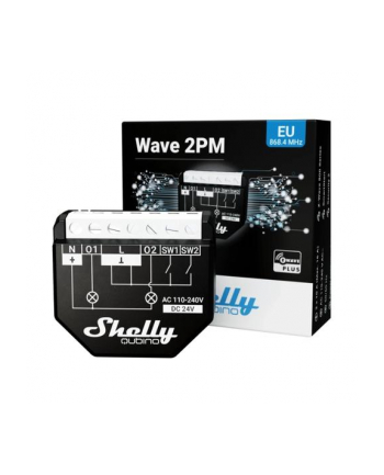 Shelly Qubino Wave 2PM - 2-kanałowy przekaźnik dopuszkowy/sterownik Z-Wave 230 V