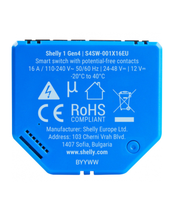 Przekaźnik WiFi jednokanałowy Shelly 1 Gen4 2-pack