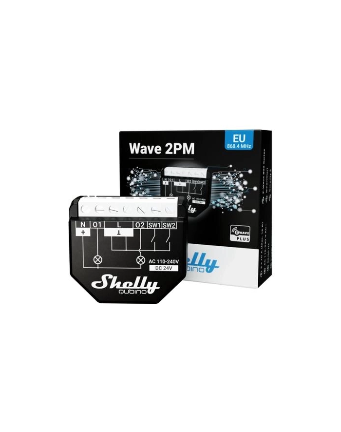 Shelly Qubino Wave 2PM - 2-kanałowy przekaźnik dopuszkowy/sterownik Z-Wave 230 V główny