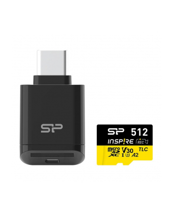Karta pamięci Silicon Power microSDXC Inspire 512GB UHS-I U3 A2 V30 4K DDR200 170/150 MB/s TLC + czytnik C200