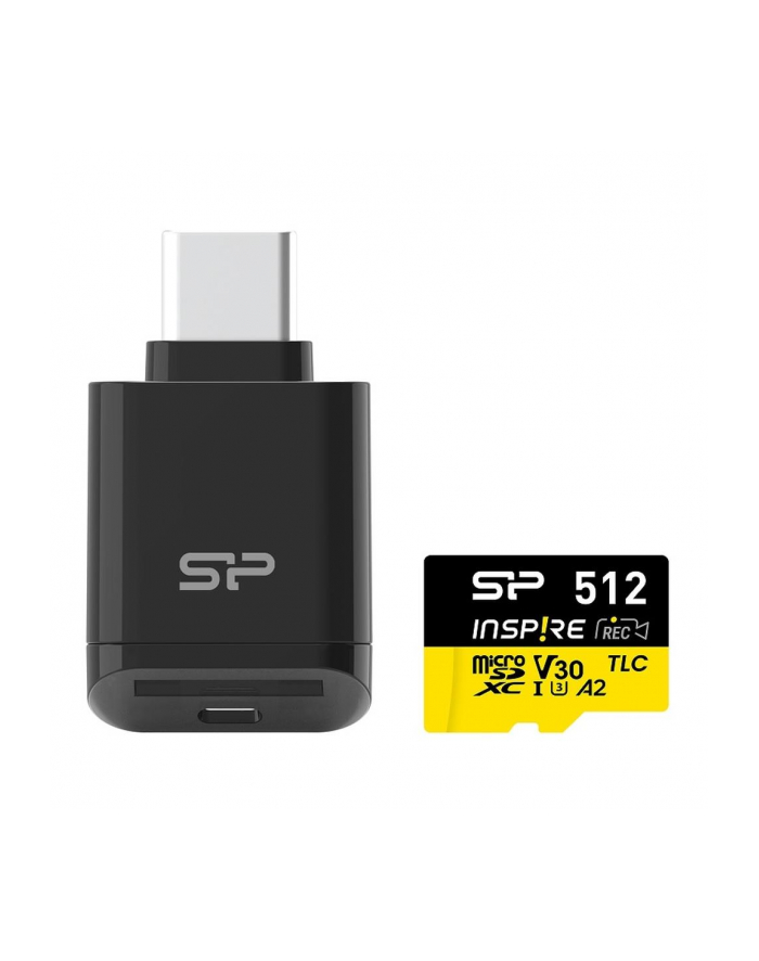 Karta pamięci Silicon Power microSDXC Inspire 512GB UHS-I U3 A2 V30 4K DDR200 170/150 MB/s TLC + czytnik C200 główny