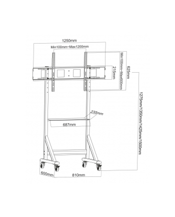 Techly Stojak Mobilny Tv 55-100” Do 120Kg Regulowany Półka Av (TLY_368741) nr 2
