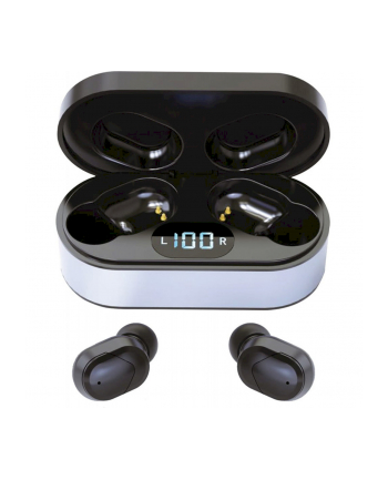 Platinet BLUETOOTH V5.0 TWS EARPHONES SPORT + CHARGING STATION LED PM1050 VIBE BLACK [45291] (PM1050B)