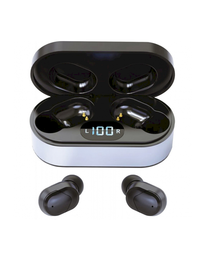 Platinet BLUETOOTH V5.0 TWS EARPHONES SPORT + CHARGING STATION LED PM1050 VIBE BLACK [45291] (PM1050B) główny