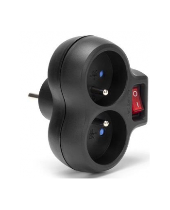 Rozgałęźnik sieciowy MONTIS MT148-BK podwójny z wyłącznikiem czarny nr 1