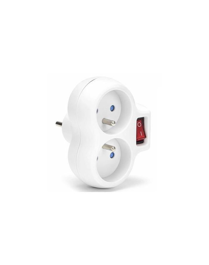 Rozgałęźnik sieciowy MONTIS MT148-WH podwójny z wyłącznikiem biały główny