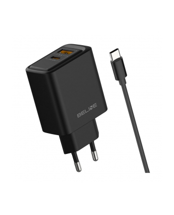 Ładowarka sieciowa Beline 45W 1xUSB-C + 1xUSB GaN PD 3.0 QC 3.0 + kabel USB-C/USB-C - czarna