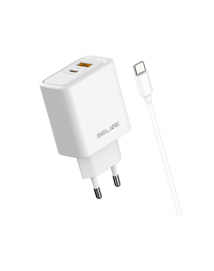 Ładowarka sieciowa Beline 45W 1xUSB-C + 1xUSB GaN PD 3.0 QC 3.0 + kabel USB-C/USB-C - biała główny
