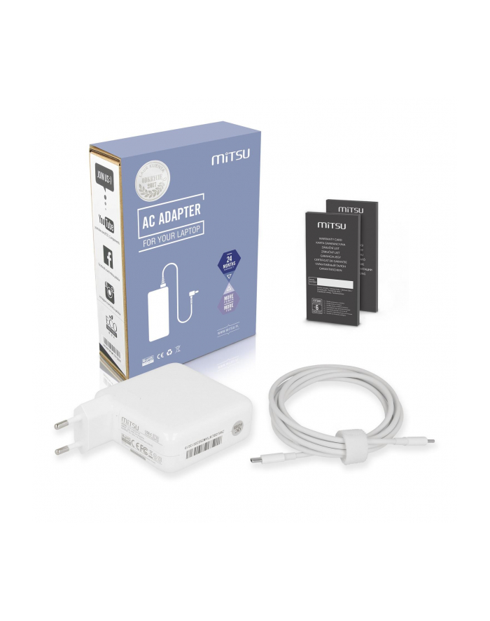 Zasilacz sieciowy Mitsu 87W USB-C, USBC, 5-20.2V, 3-4.3A (BIAŁY) do notebooka główny