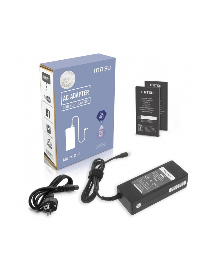 Zasilacz sieciowy Mitsu 90W USB-C, USBC, 5-20V, 3-4.5A (black) do notebooka główny