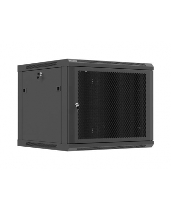 Szafa instalacyjna Rack 19'' Lanberg 9U 600x600 wisząca czarna drzwi perforowane (flat pack)