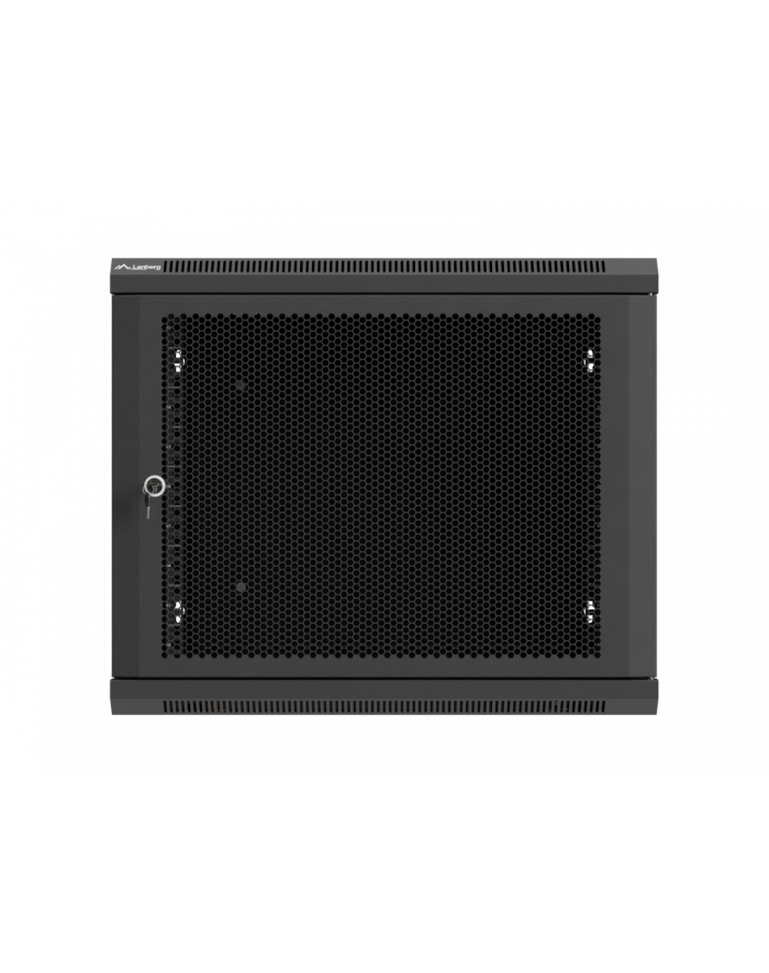 Szafa instalacyjna Rack 19'' Lanberg 9U 600x600 wisząca czarna drzwi perforowane (flat pack) główny
