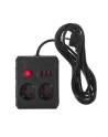 Listwa zasilająca Maclean MCE388 B, przedłużacz 2 gniazda + 3xUSB, 110-240V AC 50/60Hz, 2.1A max 2500W, 3 m, czarna - nr 1