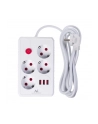 Listwa zasilająca Maclean MCE393 W, przedłużacz 4 gniazda + 3xUSB, 110-240V AC 50/60Hz, 2.1A max 2500W, 3m, biała - nr 1