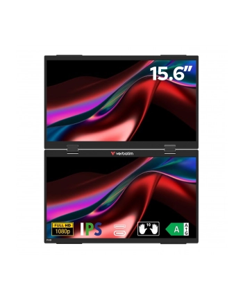 Monitor przenośny Verbatim Dual Monitor Essentials 15,6'' IPS FHD Mini HDMI 2xUSB-C głośniki