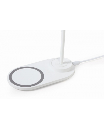 Lampka Biurkowa Gembird Led Z Ładowarką Bezprzewodową (Biała) (TAWPC10LED01W)