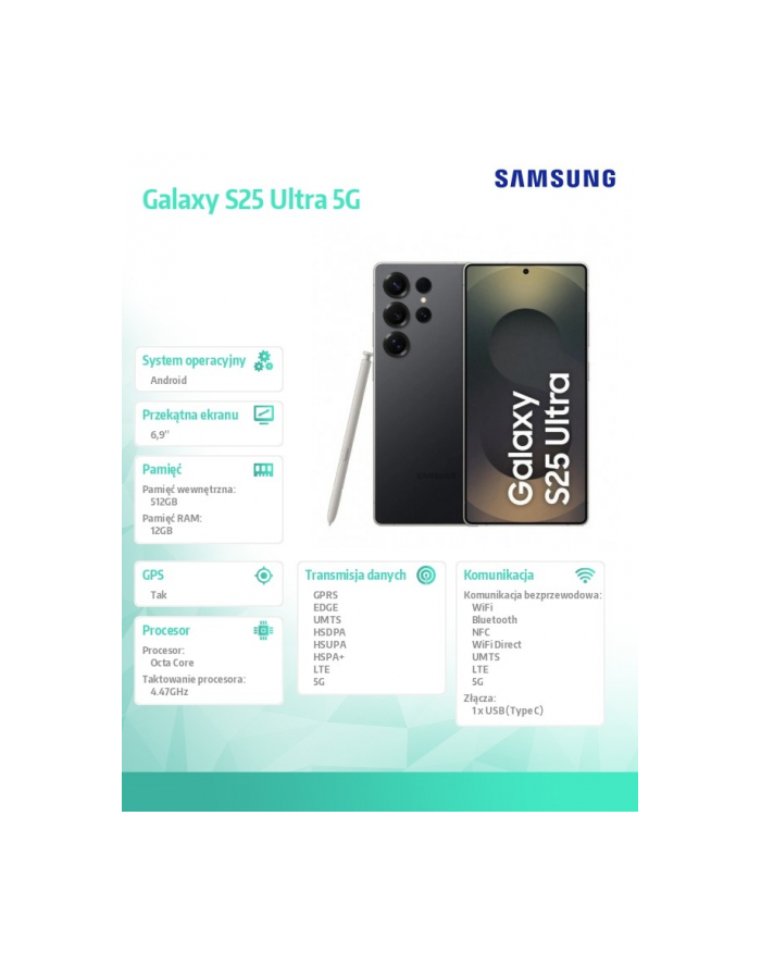 samsung Smartfon Galaxy S25 Ultra 5G DualSIM 12/512GB czarny główny