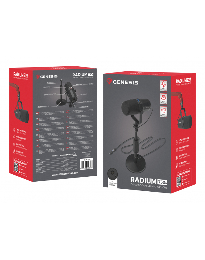 Mikrofon Genesis Radium 750D Studyjny USB/XLR Statyw główny