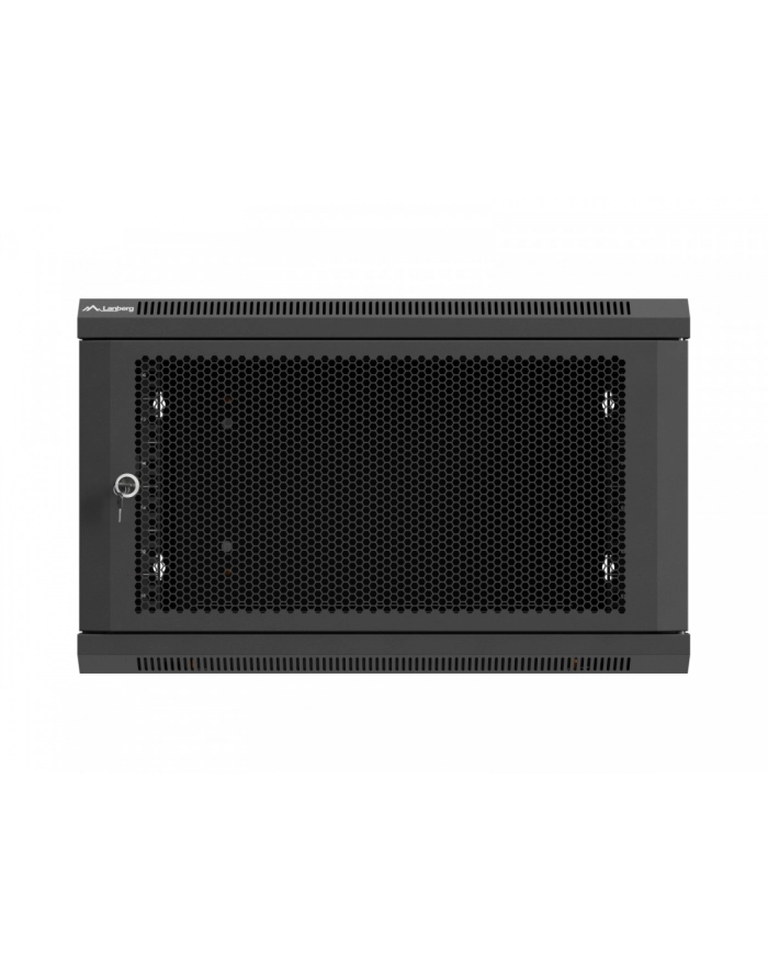 Szafa instalacyjna Rack 19'' Lanberg 6U 600x600 wisząca czarna drzwi perforowane (flat pack) główny