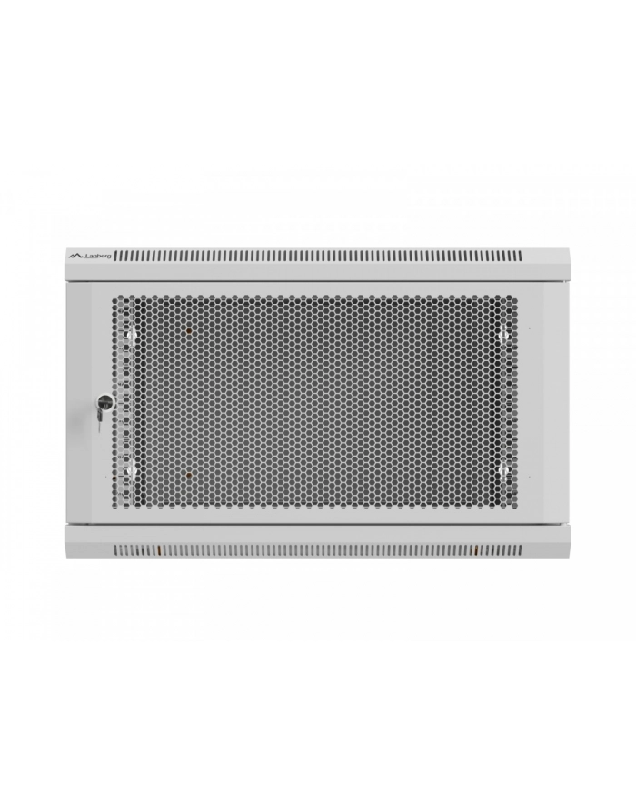 Szafa instalacyjna Rack 19'' Lanberg 6U 600x600 wisząca szara drzwi perforowane (flat pack) główny